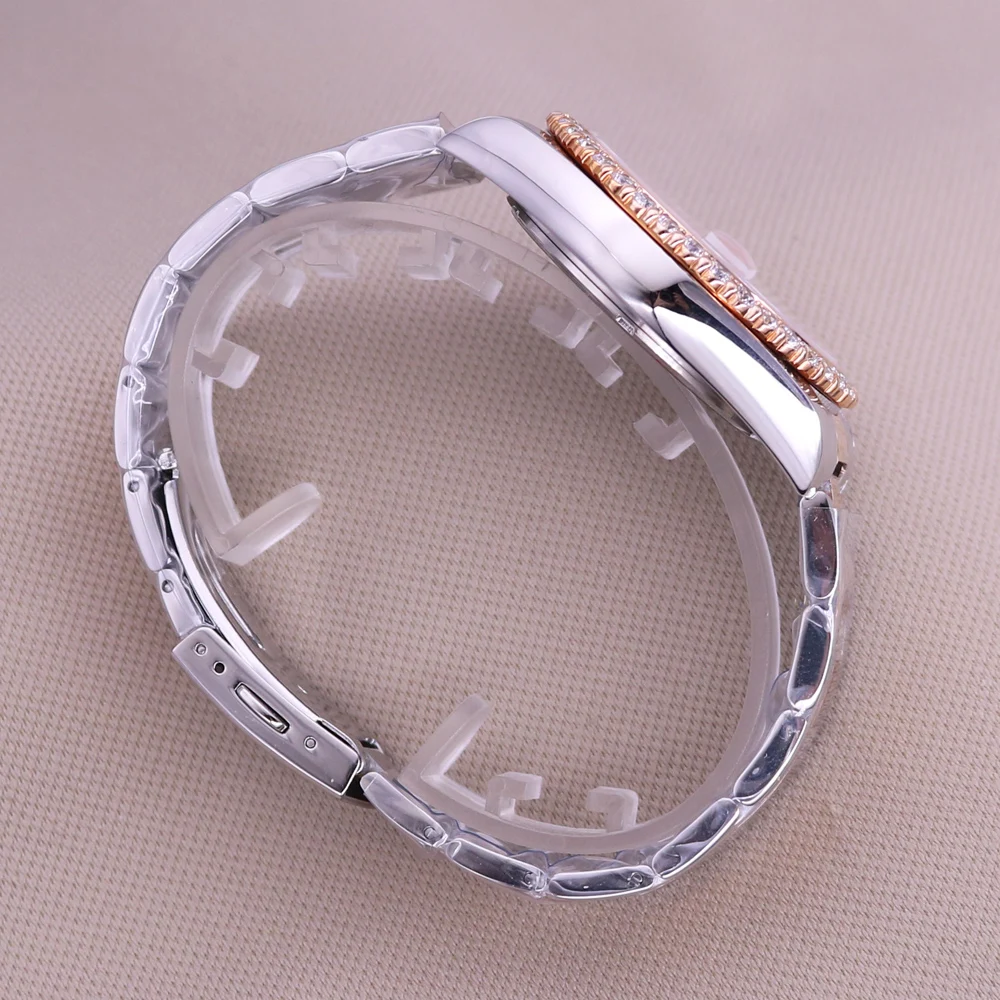 Klaue-einstellung Cubic Zirkon herren Uhr frauen Uhr Feine Uhr Alle Edelstahl Armband Luxus Lovers Geschenk royal Crown