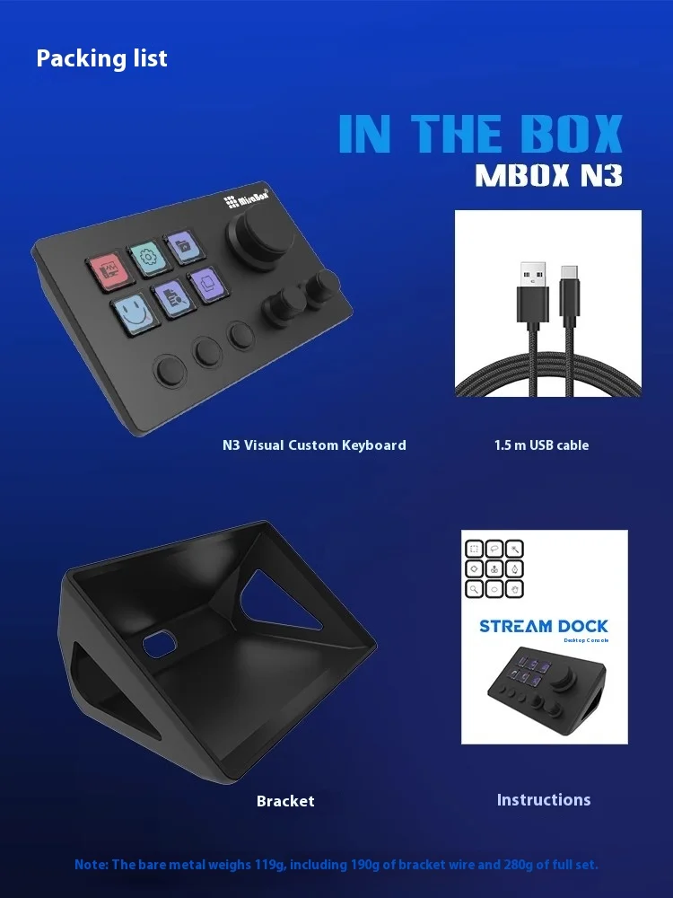 Mirabox N3 Streamdeck Visual Mini Keyboard Three Multifunctional Knob 12Key Button Living Controller For Mac/Win Pc Accessories