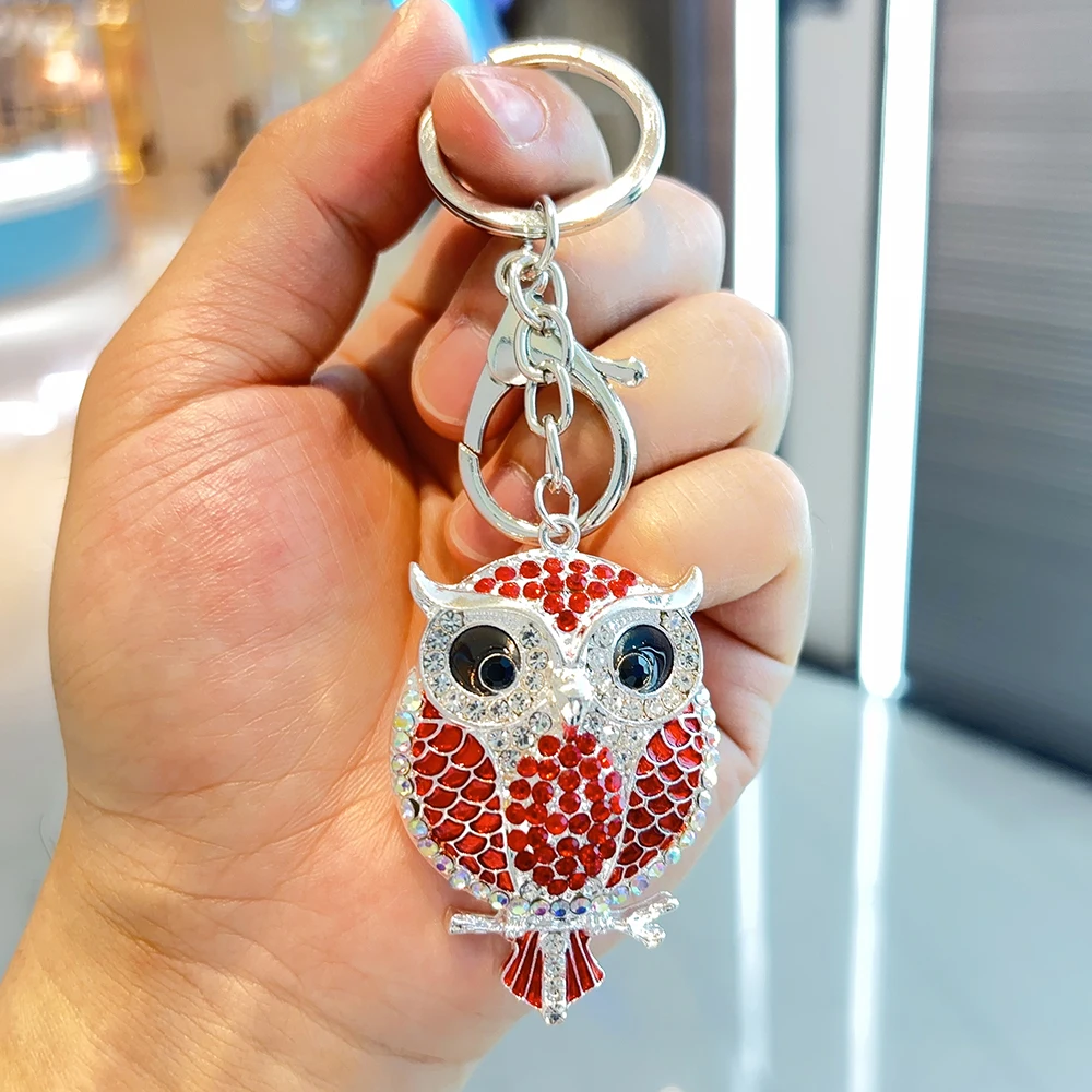 Fashion Owl Keychain Charm Animal Pendant Jewelry Handbag Purse Bag Key Ring Women Ornament Car Key Chain Gift Key Ring