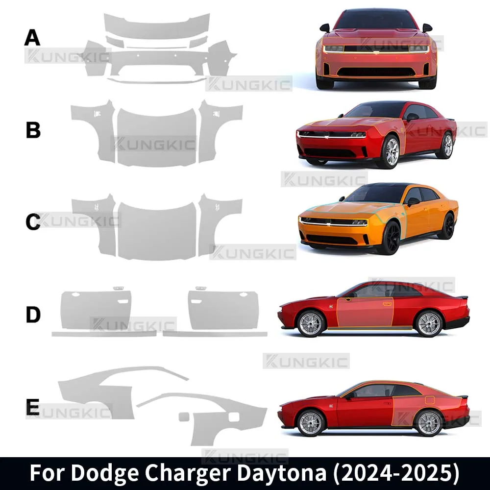 

For Dodge Charger Daytona Scat Pack R/T 2024 2025 Car Paint Protection Film Accessories Body Sticker Transparent Anti-scratch