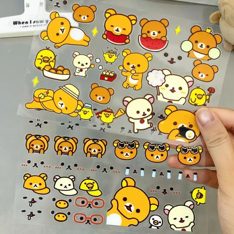 Large Multiple Water Cup Stickers Diy Rilakkuma Kawaii Crystal Transfer Printing Sticker Waterproof Scratch Resistant Stickers