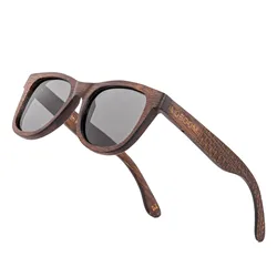 VOBOOM Wooden Sunglasses Men Black Frame Engraving Letter Handmade Polarized Lenses Eyewear VV