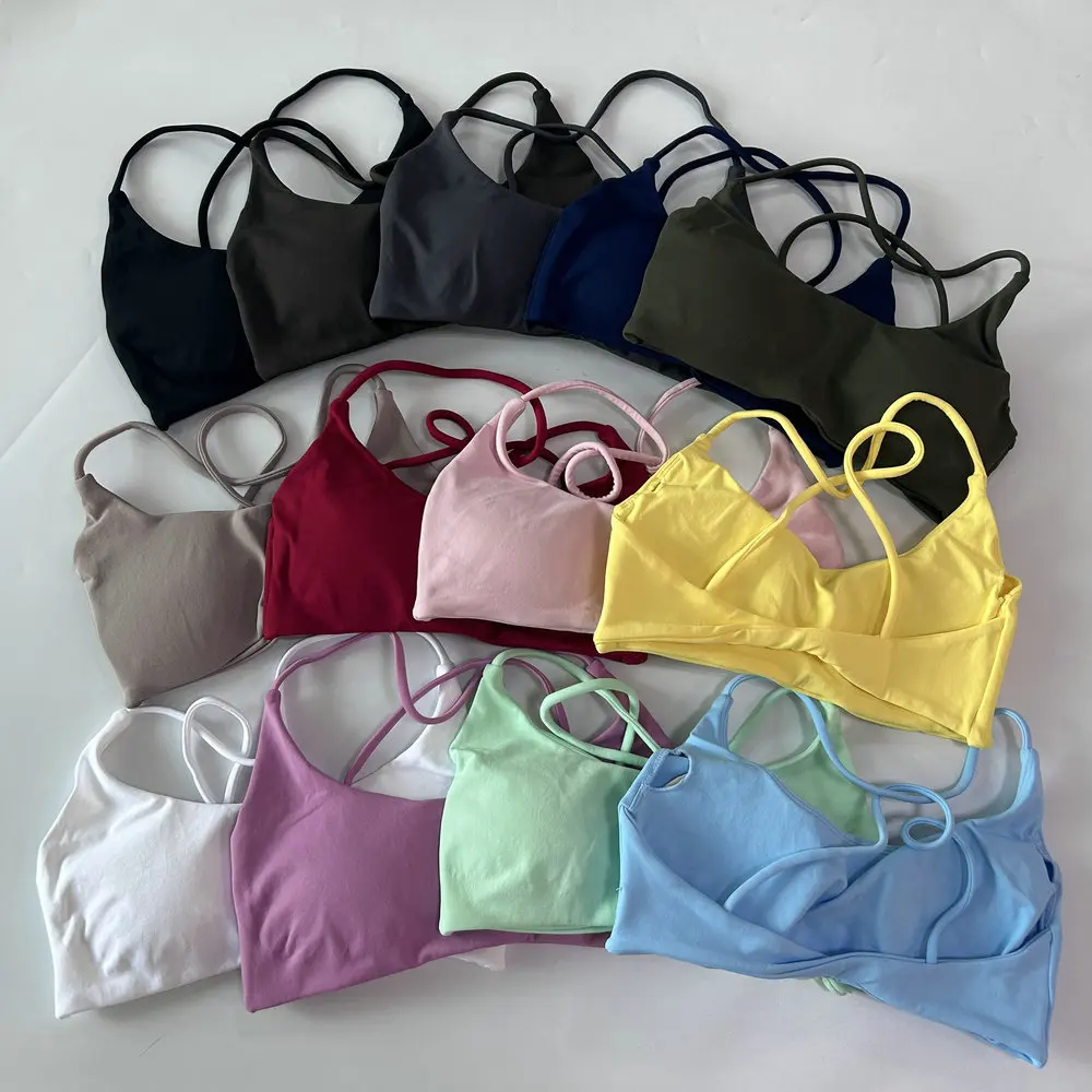 Twist Back Bra Sexy Backless Padded Gym Top Women Yoga Bra Medium Support Breathable Sports Bra Fitness Tank Tops Activewear