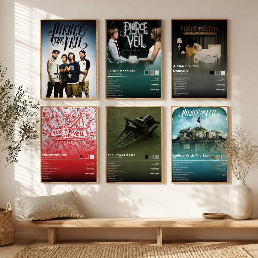 Post Hardcore Band P-Pierce The Veil Poster All-match HD Waterproof Self-Adhesive Wall Art Sticker For Home Bedroom