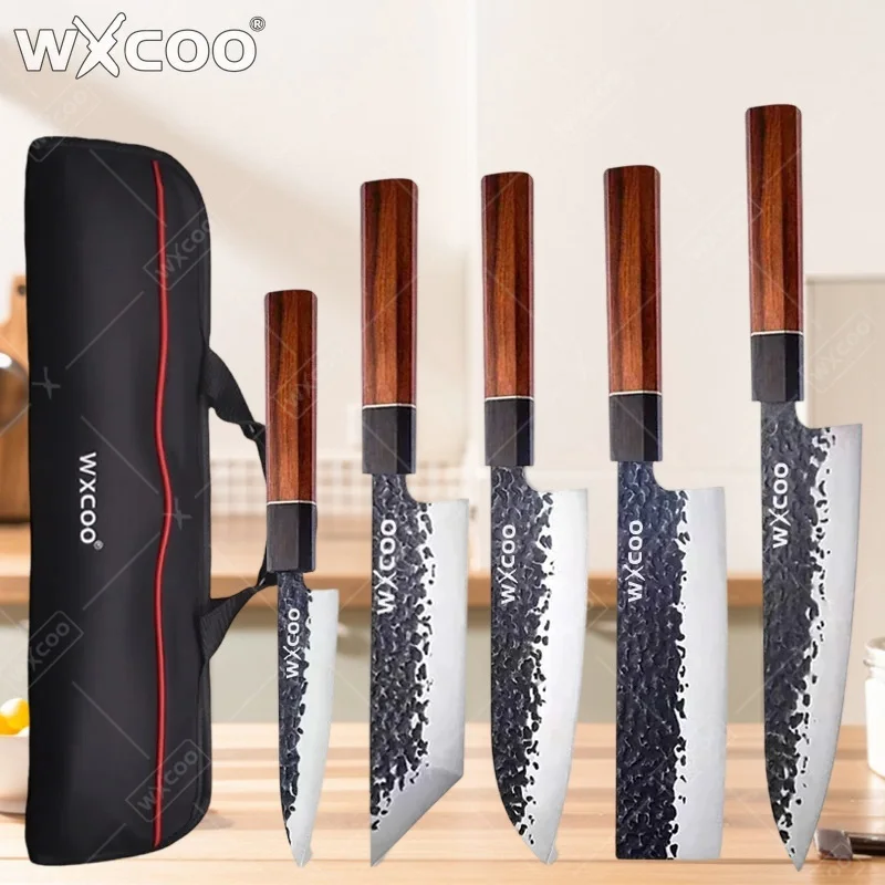 

WXCOO Cleaver Kitchen Knives Wooden Handle Utility Knife Slicing Fish Vegetables Butcher Knife Chef Meat Knife Stainless Steel