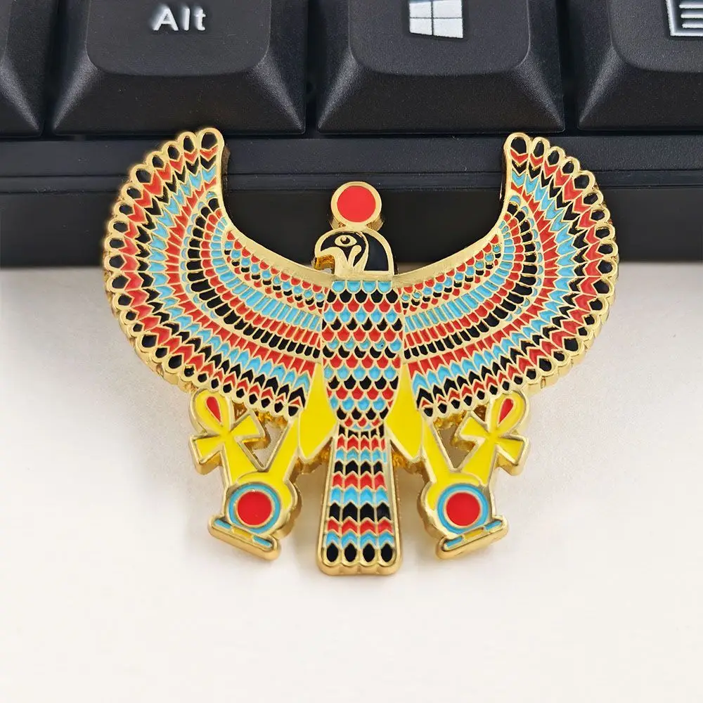 Vintage Egyptian Horus Falcon God Enamel Pin Life Symbol Lapel Badge, Ancient Egypt Brooch Badge Decoration Craft Gift