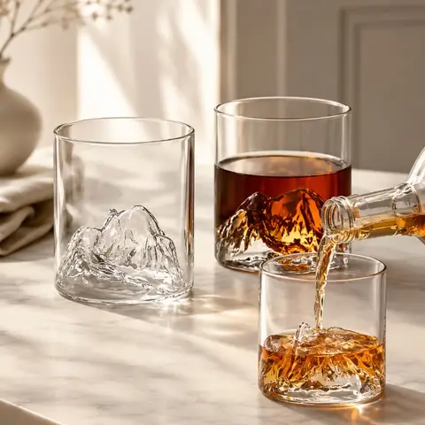 Guanshan Whiskey Glass Glass Glacier Mountain Cup Suitable for Drinking Whiskey Cognac Cocktail Ice Glass
