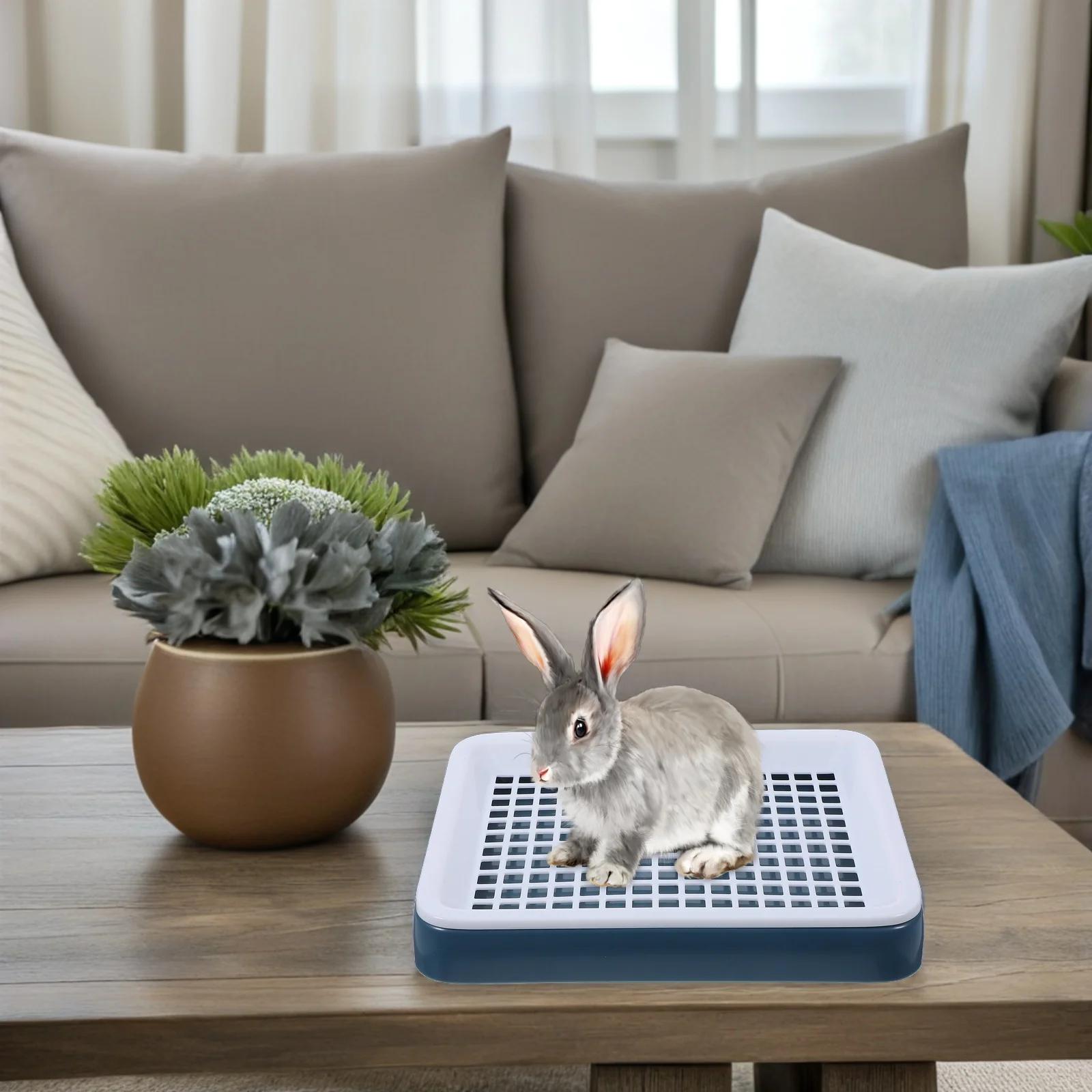 

Rabbit Chinchilla Toilet Plastic Indoor Bunny Litter Tray Pet Cleaning Supplies Stable Durable Separation Small