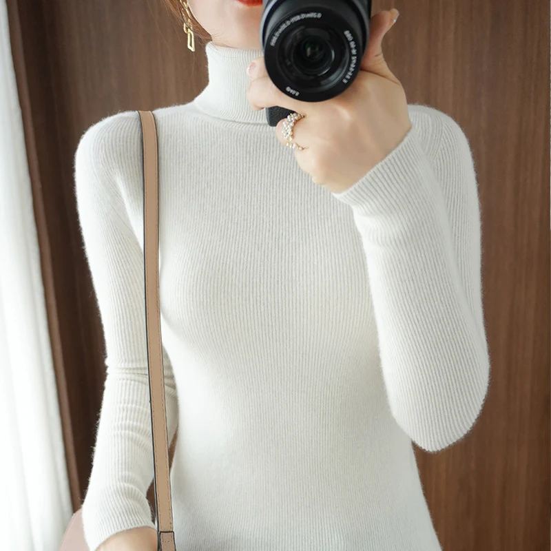 

Осень-зима 2022, женский свитер, женский толстый теплый мягкий женский тонкий пуловер, женский однотонный универсальный вязаный свитер с воротником