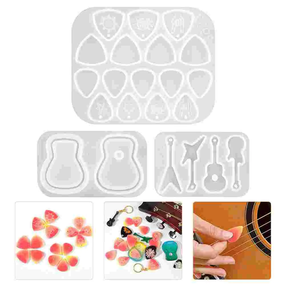 3 Pcs Guitar Pick Mold Making Molds Plectrum Creative Crystal Epoxy Reusable Silica Gel Multi-purpose Silicone DIY