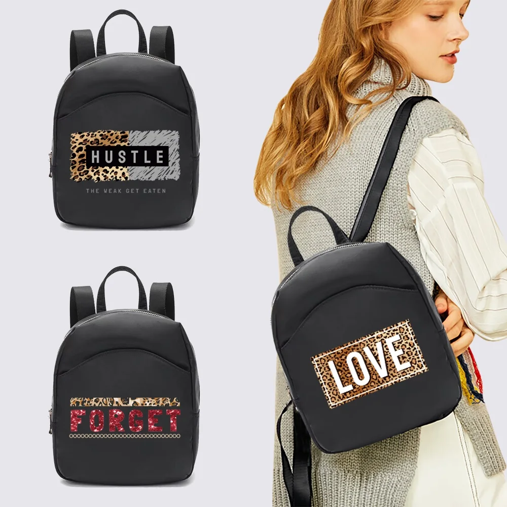 Petit sac à dos noir imprimé léopard pour femmes, Mini sac d'école, décontracté, à la mode, pour filles, nouvelle collection 2022