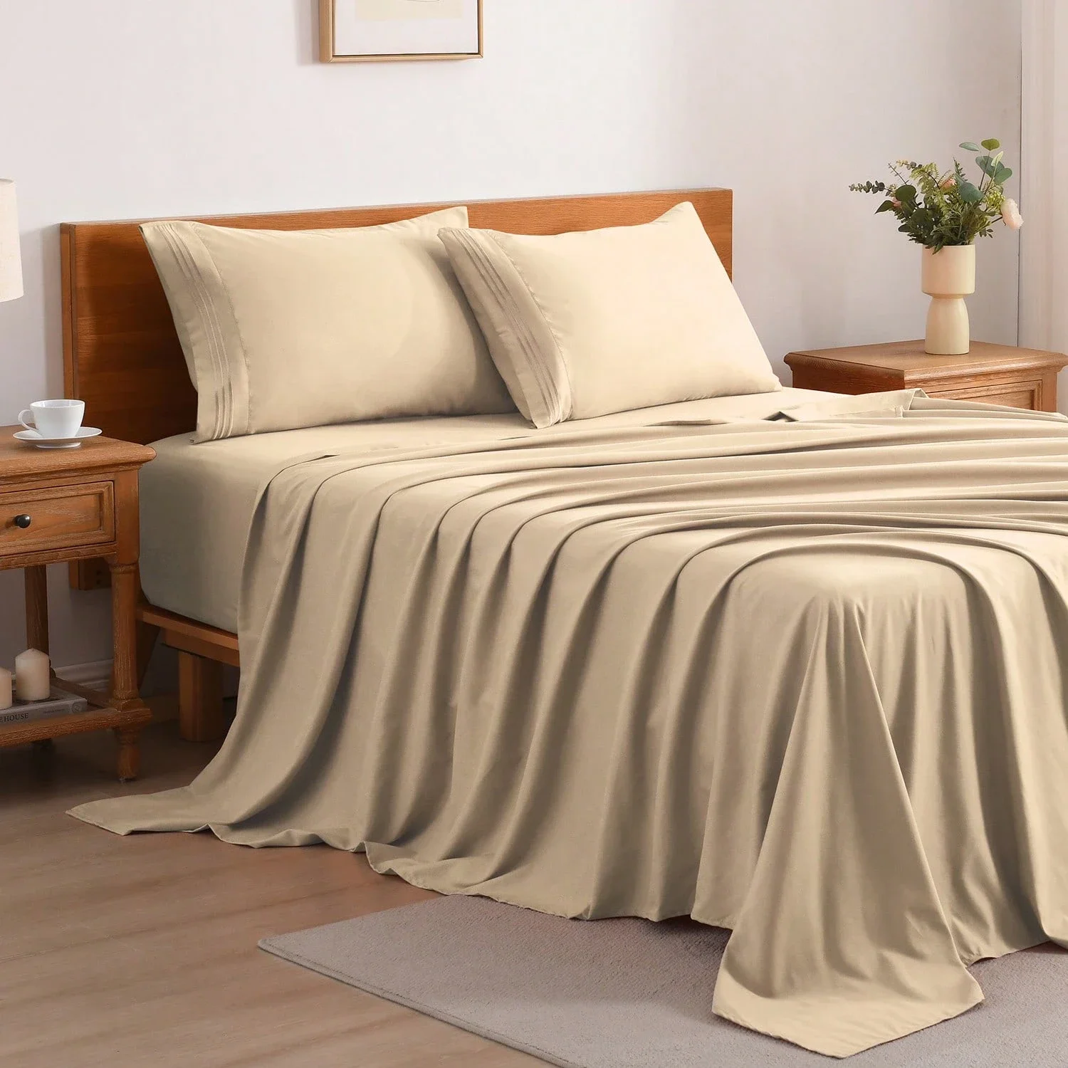 

Комплект элитного постельного белья для отелей из 4 предметов: 15 наволочек с глубоким карманом, устойчивые к усадке и выцветанию, с вышивкой