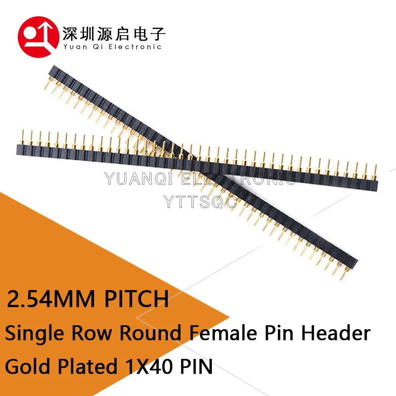 5PCS Gold Plated 1X40 PIN Single Row ROUND FEMALE HEADER 2.54MM PITCH Strip Connector Socket 40p 40PIN 40 PIN FOR Arduino