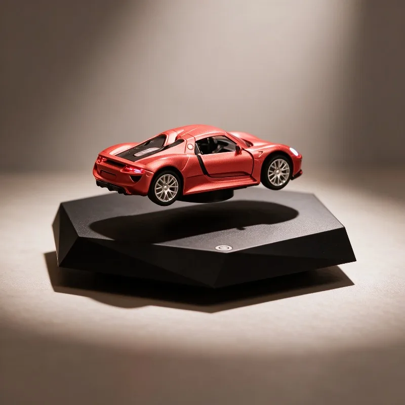Magnetic Levitation Floating Car 360 Degree Rotating LED Desk Decor Creative Gift for Home Office