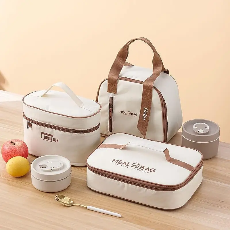 Lunch Box Insulation Bag Aluminum Foil Rectangular Round Large Capacity Thermal bag Portable Bento Handbag Women Kids Cooler Bag