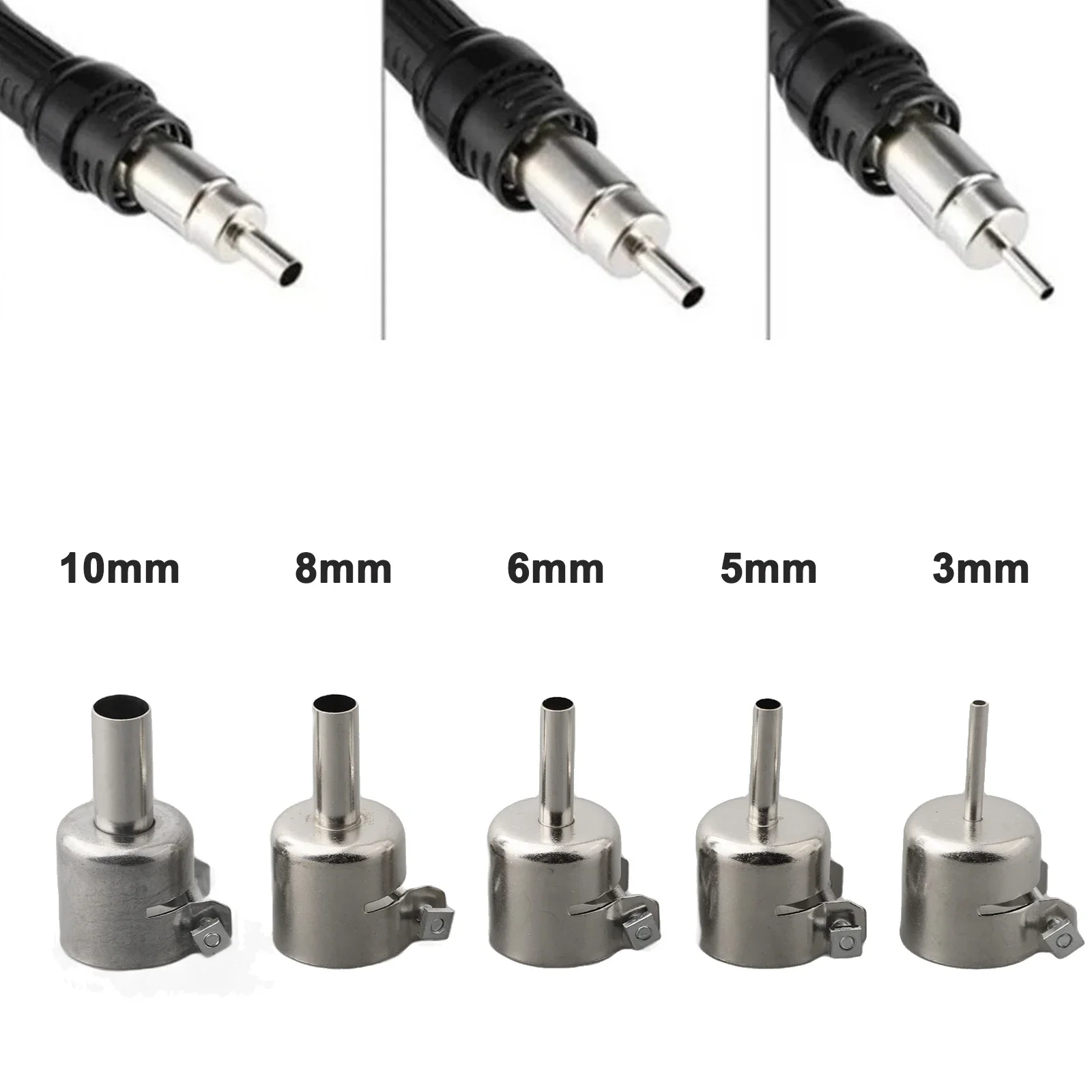 3 5 6 8 10MM Heat Nozzles 850 852D Stainless Steel Desoldering Station Hot Air Welding Torch Parts Aoyue 906 968 850 6028