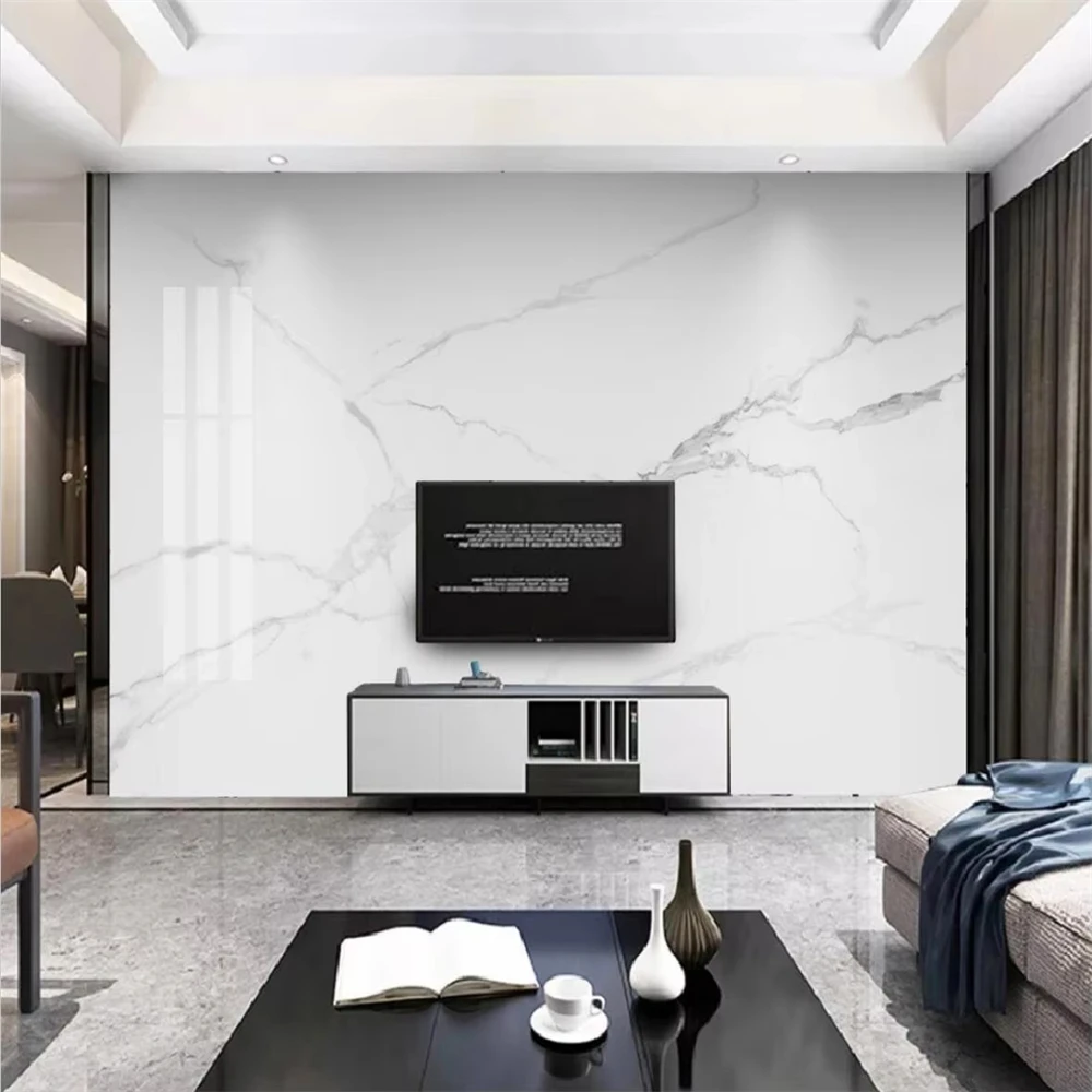 custom Modern white marble wallpaper living room catering engineering home decoration photo mural stone wall papers home decor