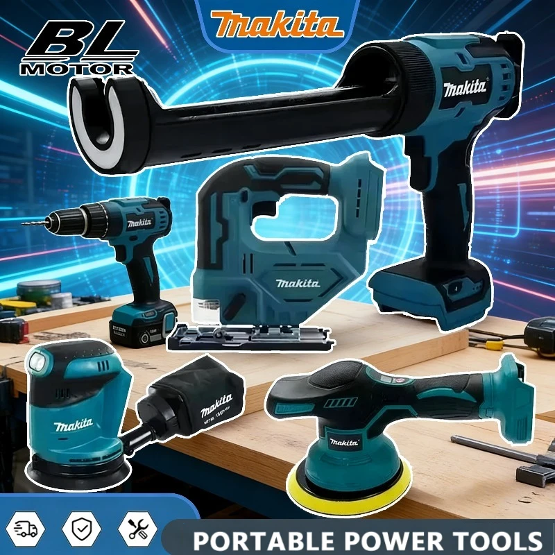 

Различные модели портативных ударных шуруповертов, аккумуляторных отверток и электрических сабельных пил Makita для 18-вольтовых беспроводных электроинструментов.