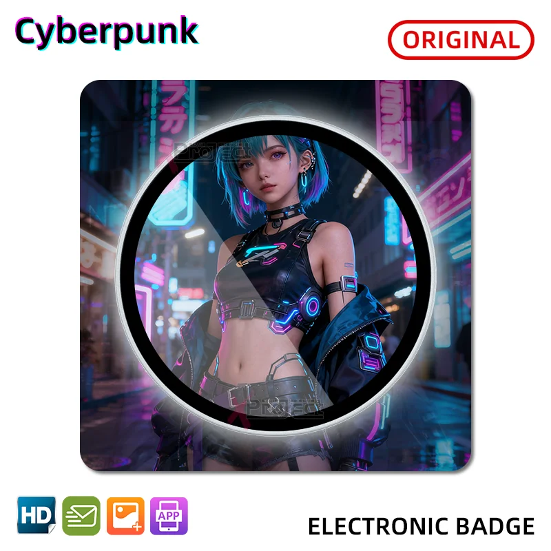 

Cyberpunk Electronic Badge Anime Merchandise Dynamic Touch Display for Game Peripherals for Otaku Kids Excellent Birthday Gifts