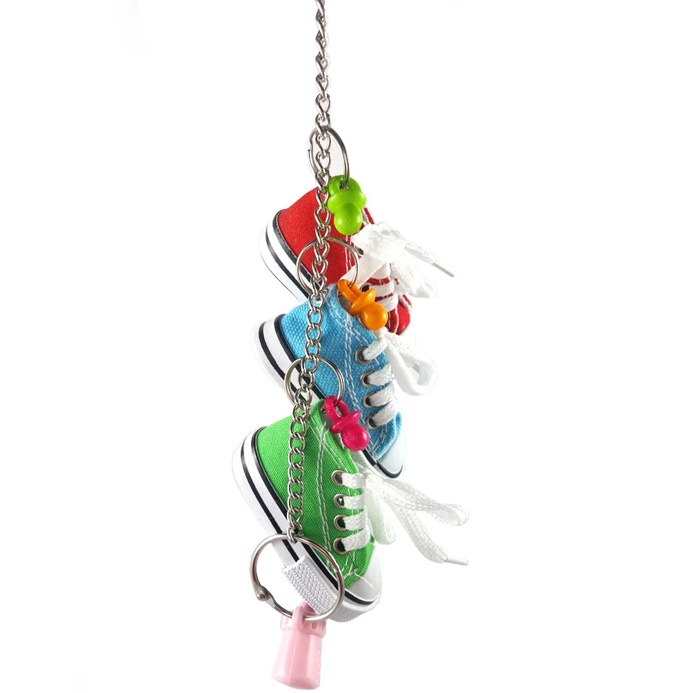 Mini Parrot Toys Colorful Pet Bird Cage Decoration Canvas Shoes Parrot Bird Toys Standing Climbing Toy Pet Shoes مستلزمات طيور