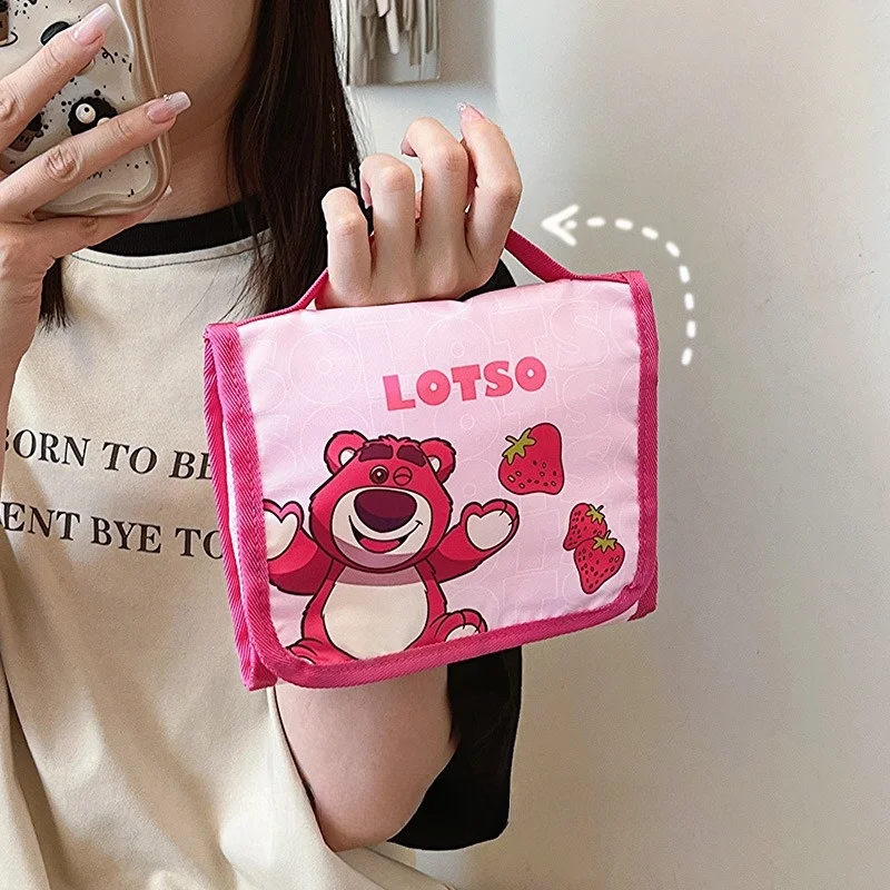 Disney Large-capacity and Beautiful Folding Cartoon Stitch Cosmetic Bag Cute Bear Travel Portable Cosmetic Storage Bag