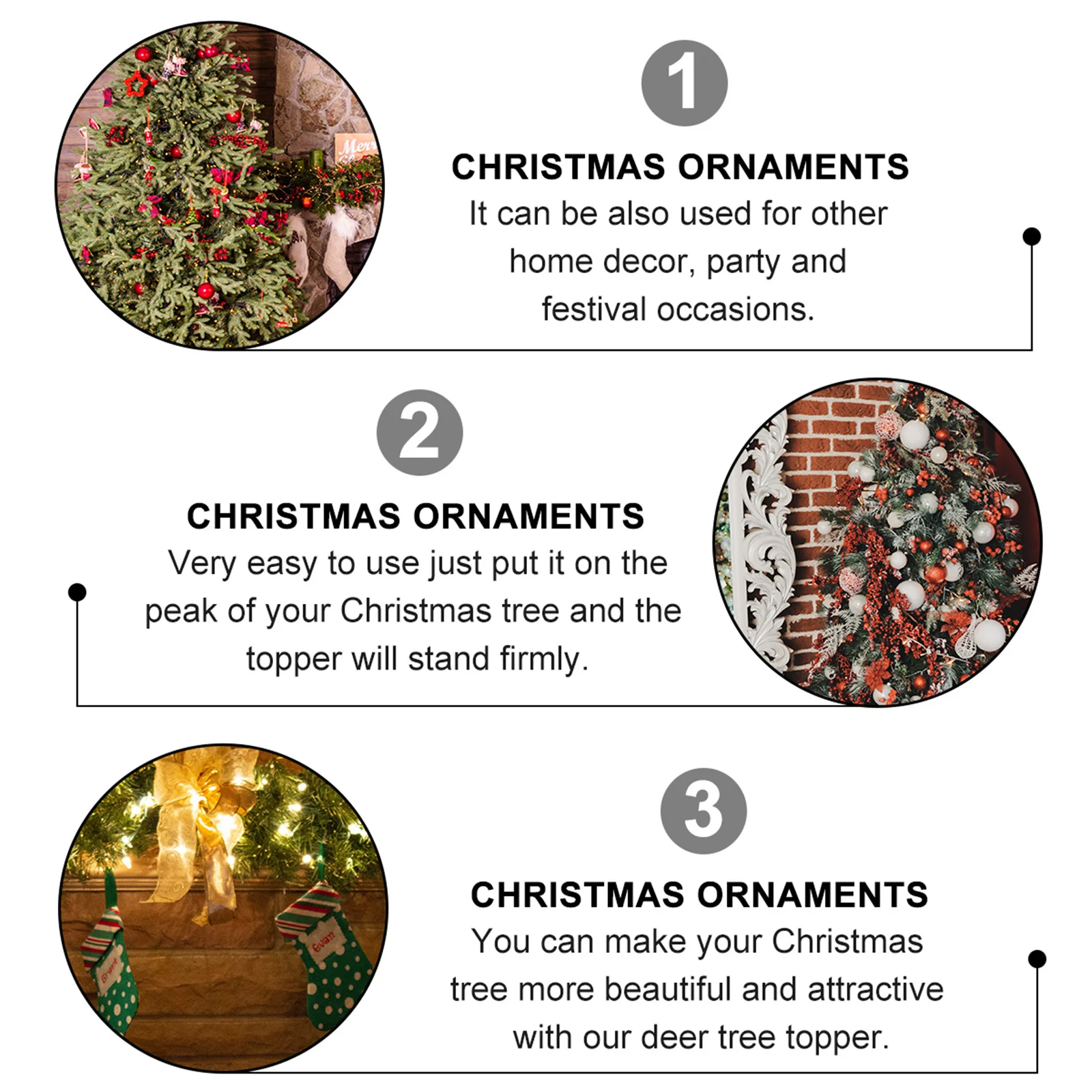 

12Pcs Shiny Tree Topper Christmas Decor with Beautiful Color for Home Party Holiday Decoration Tree Topper