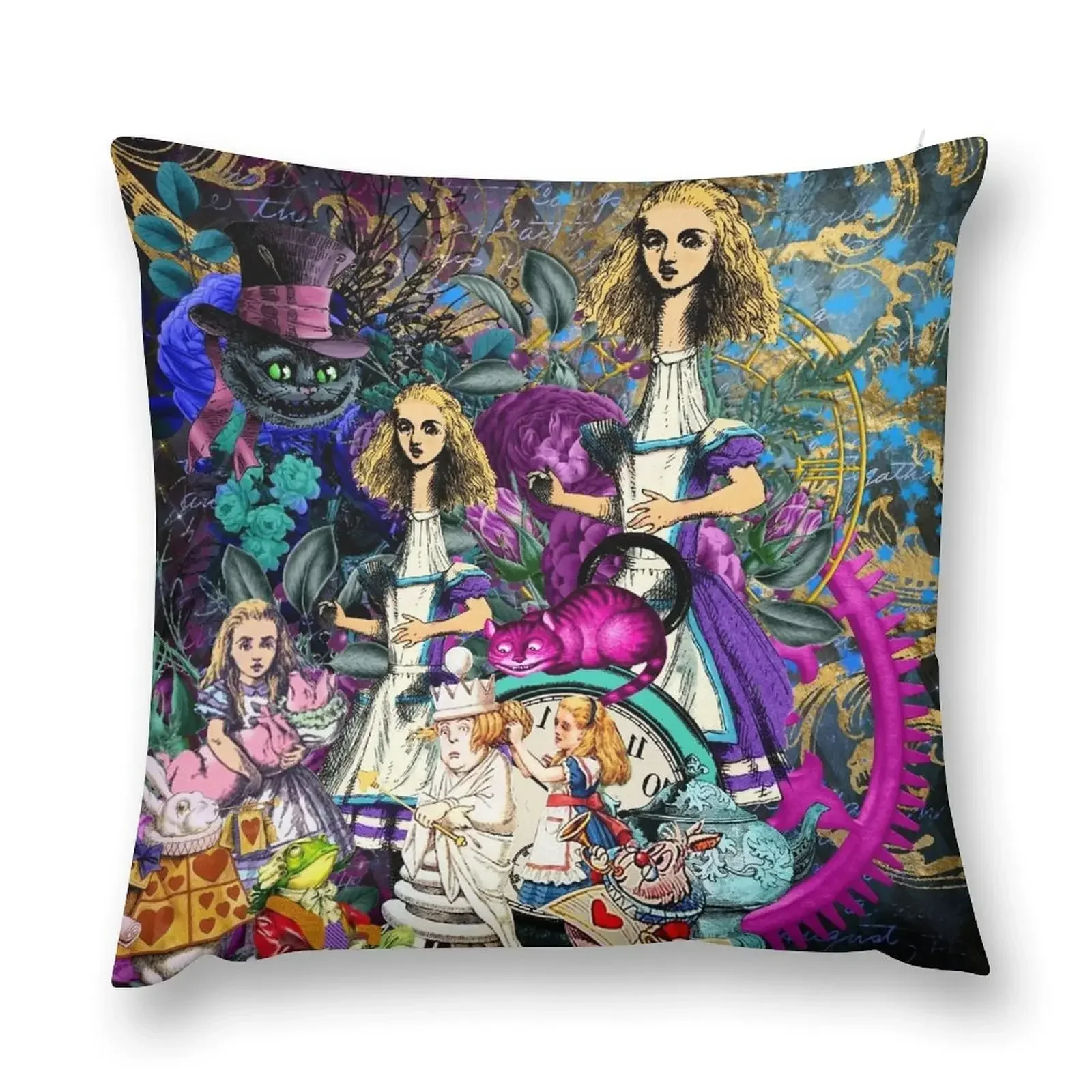 

alice wonderland, alice in vintage wonderland Throw Pillow pillow cover christmas Luxury Pillow Cover