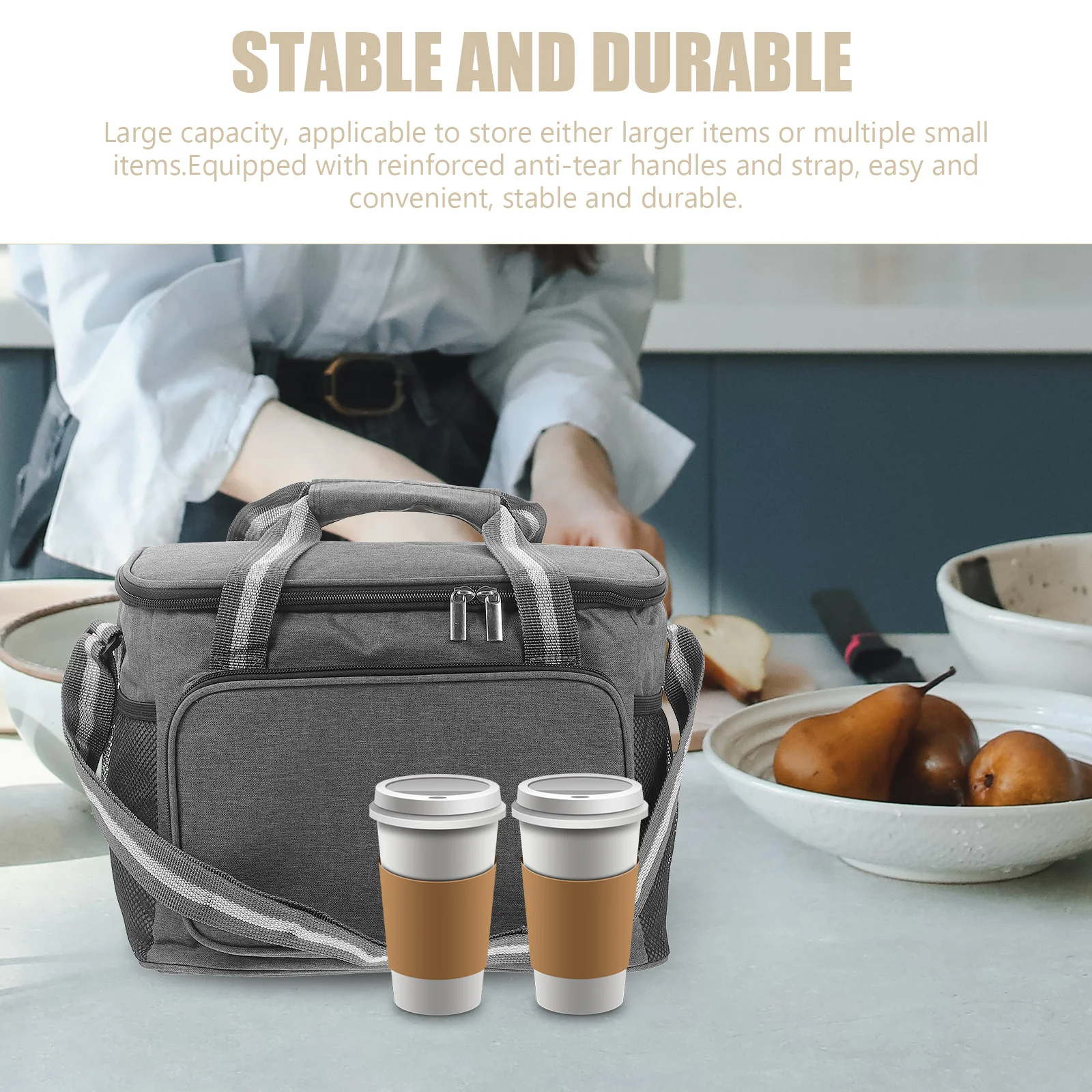 

Portable Oxford Cloth Insulated Lunch Bag Large Capacity Thermal Picnic Bag Lunch Storage Bag Lightweight Cool Bag