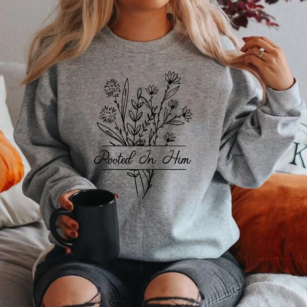 Христианская толстовка с укорененным в него, милая толстовка с полевым цветком, женская толстовка с длинными рукавами, толстовки на основе веры, христианский подарок Иисуса
