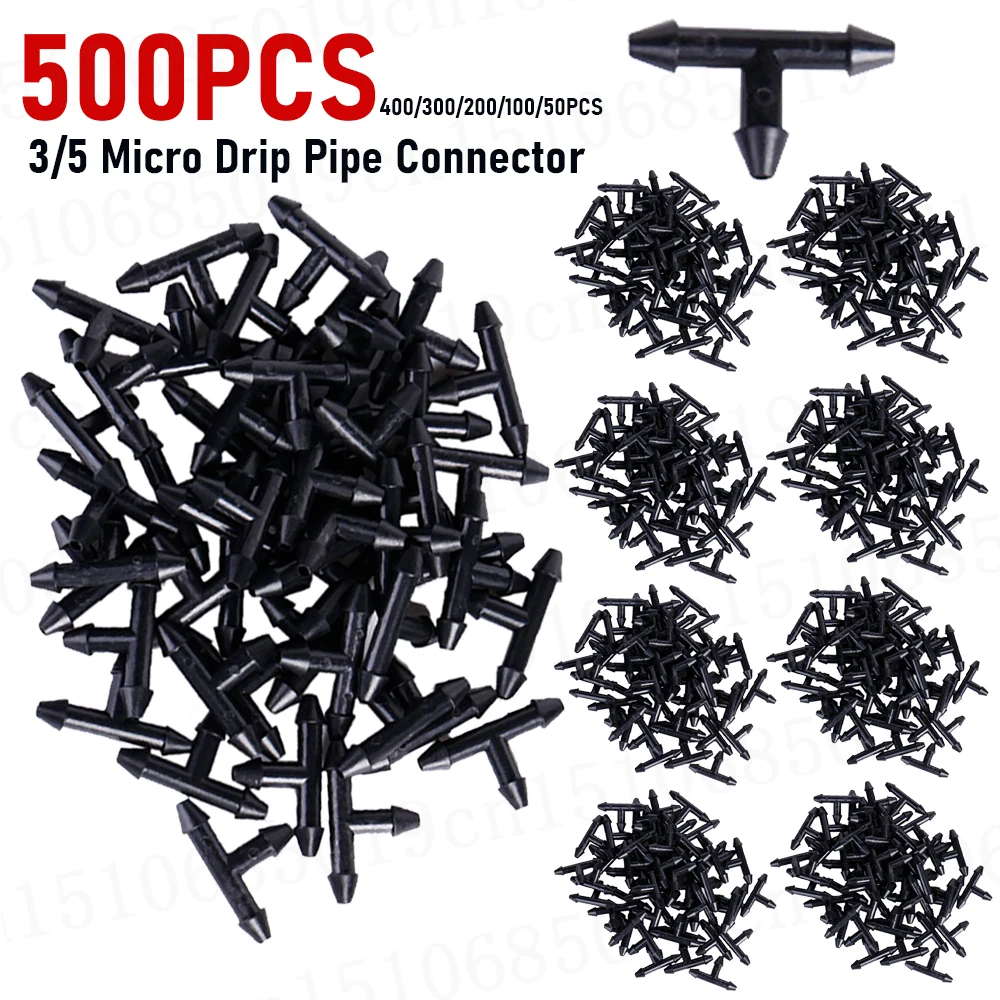 

50pcs 3/5 Micro Drip Pipe Connector Plastic Micro Spray Joint Universal Portable Multi-function Lightweight for Watering Systems