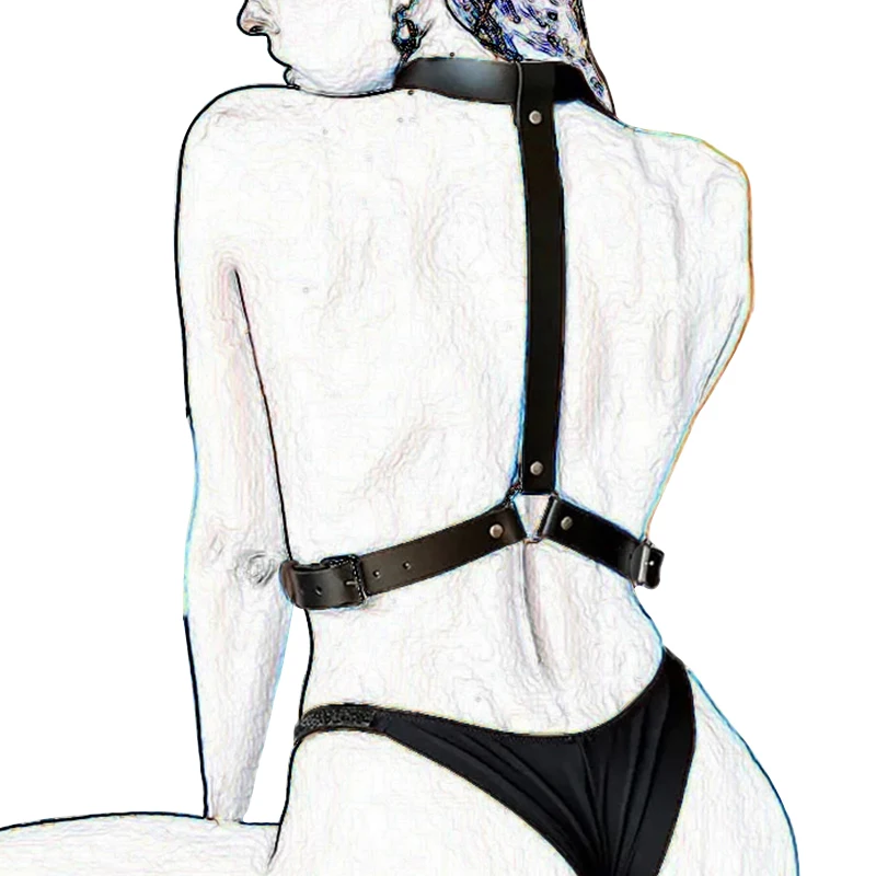  Lingerie Women PU Leather Harness Bra Set BDSM Bondage Body Garters ual Outfit Goth Lenceria Mujer  Underwear Set