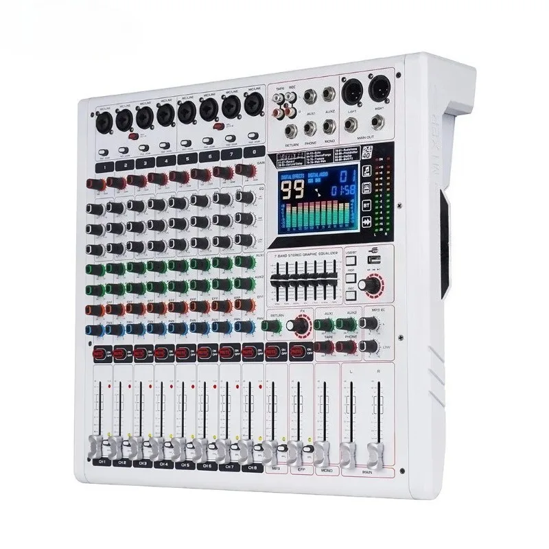 8 Channel 99 DSP Professional Audio Mixer Sound Mixing Console Sound Mixer with Bluetooth USB