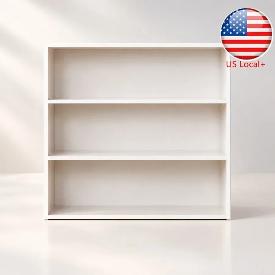 Streamline 3-Shelf Storage Cabinet for living room, engineered wood, white wash, space-saving design with adjustable shelves