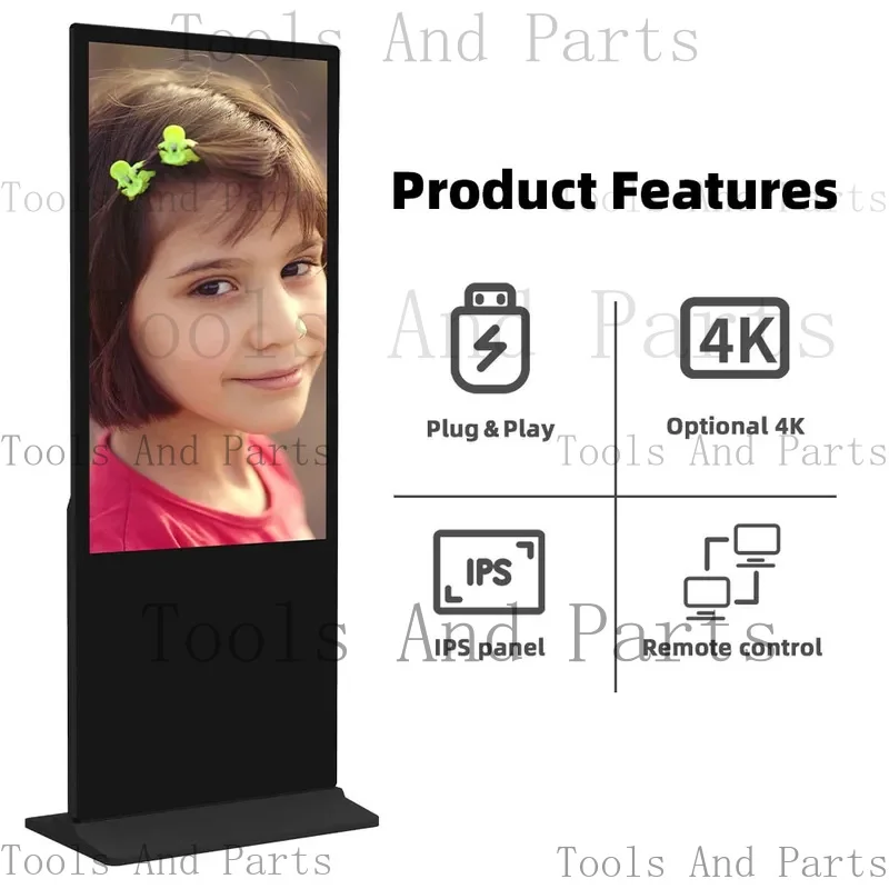 55인치 얇은 토템 디스플레이 스크린 키오스크 광고 플레이어 LCD 플로어 스탠딩 디지털 사이니지