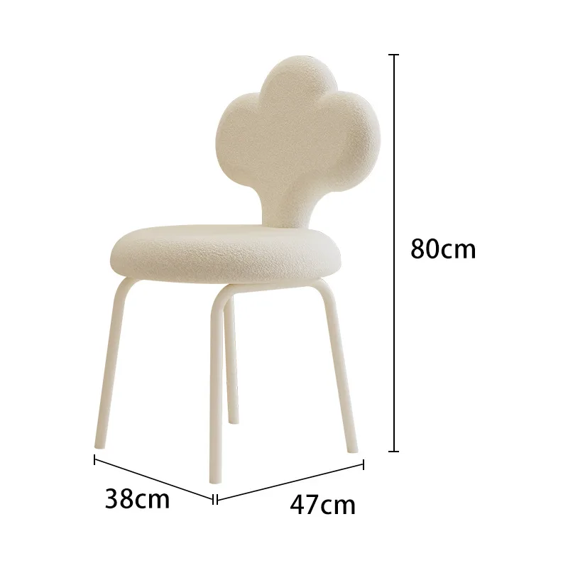 Modern small apartment home bedroom dressing chair simple cream style lamb wool cloud dining chair nail salon back chair