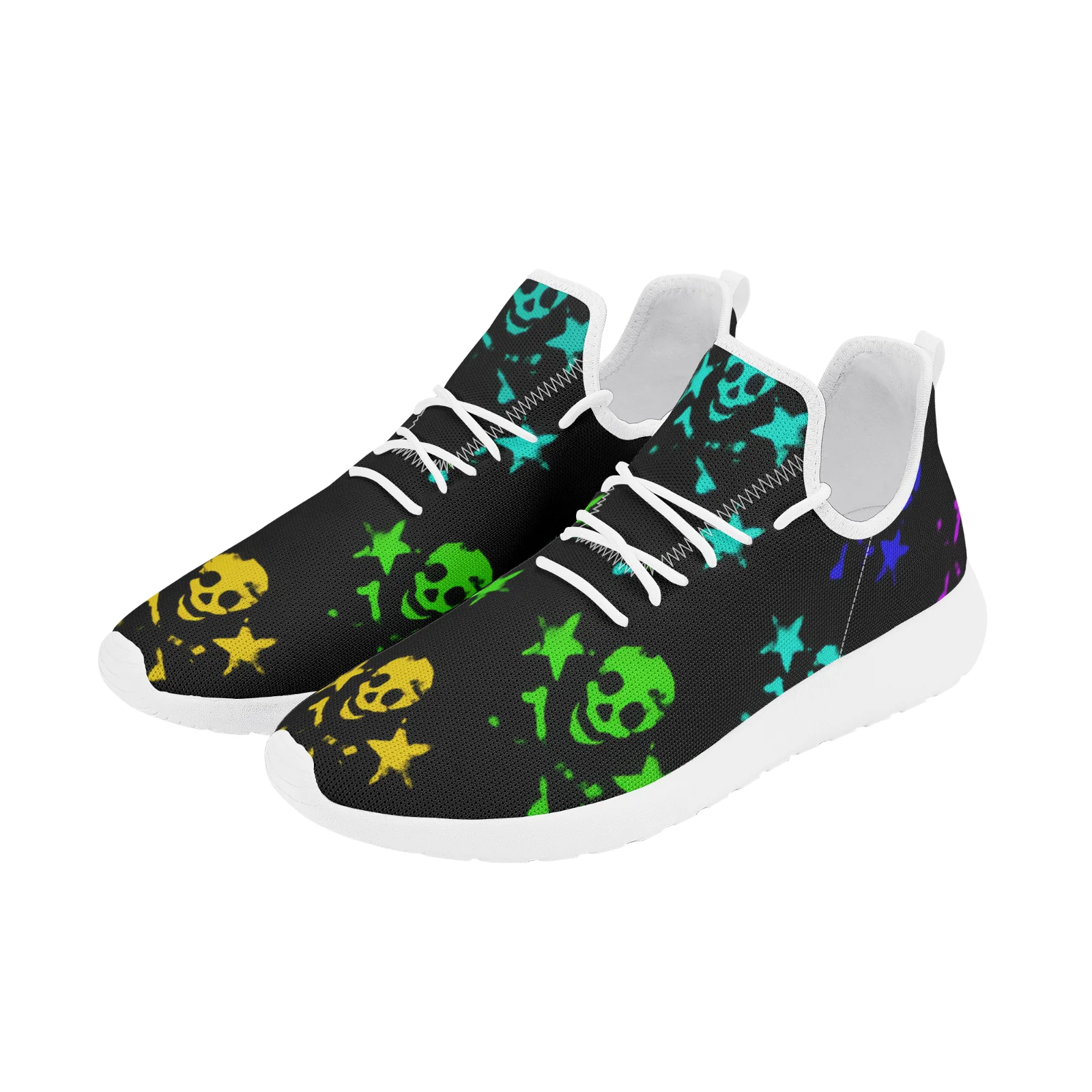 

Skull Prints Casual Sneakers for Men Women Lightweight Walking Shoes Running Footwears Big Size 36-48