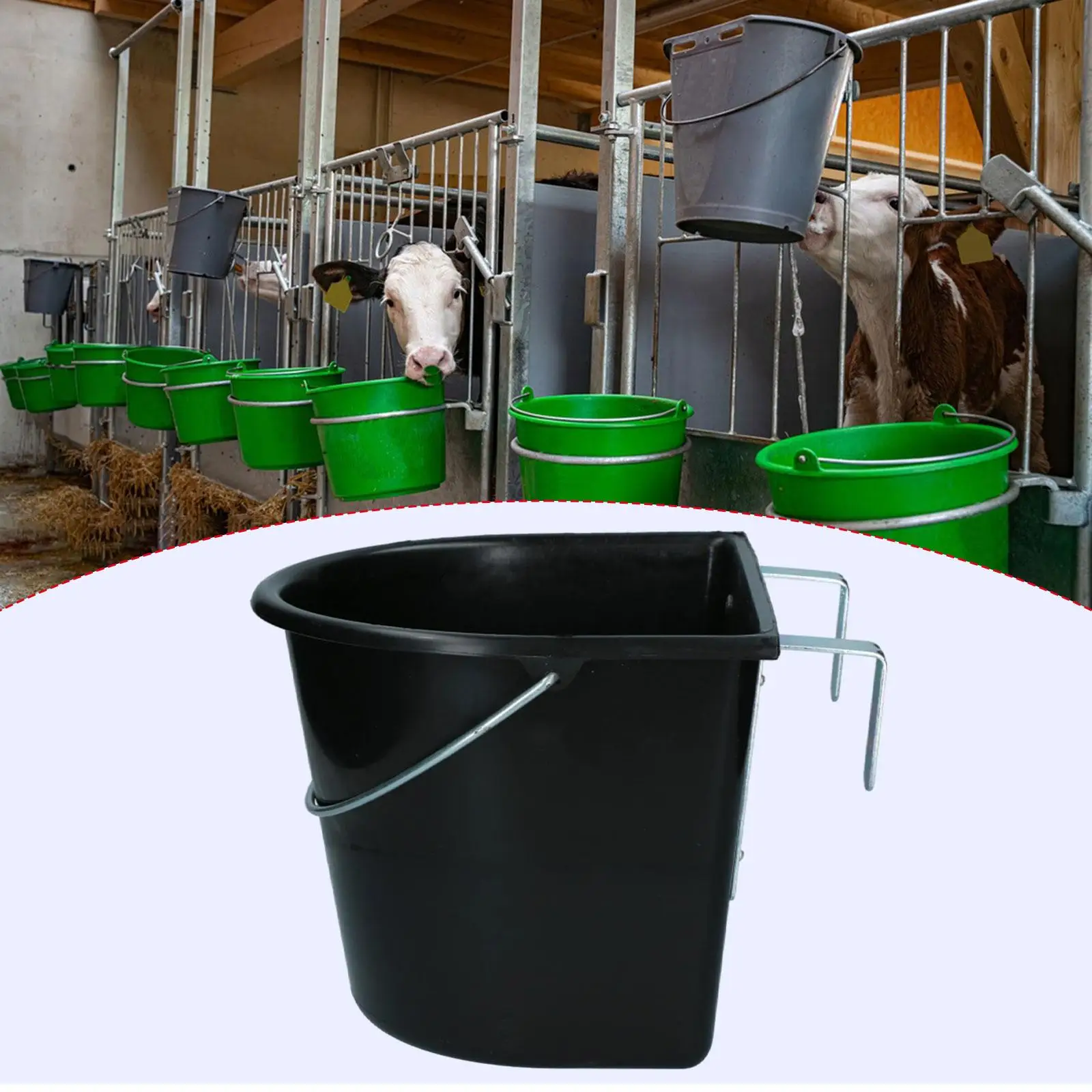 Comedero para caballos, alimentador de sartenes, gancho montable sobre valla colgante, puestos de granja, accesorios de alimentación y riego para ganado y vaca