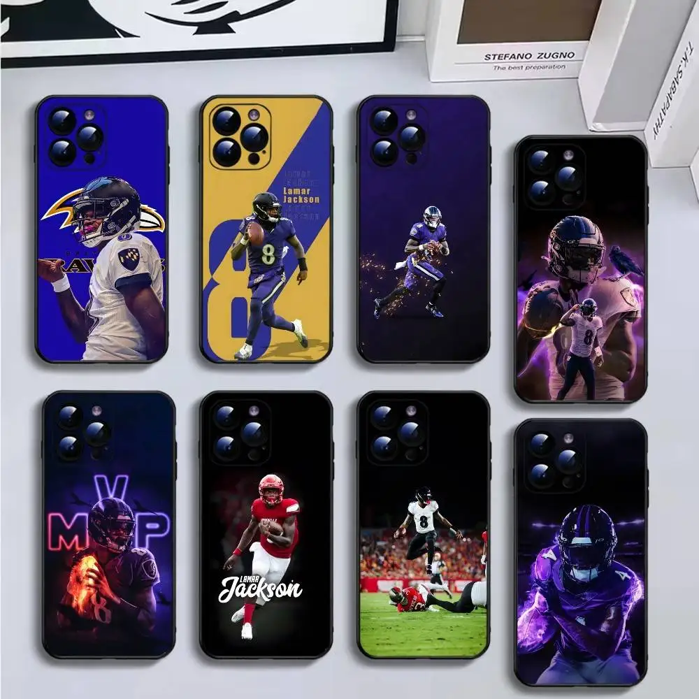 

L-Lamar Jackson Phone Case For iPhone16,15,14,13,12,11 Plus,Pro Max,XS,X,XR,SE,Mini,8,7,Soft Black Cover