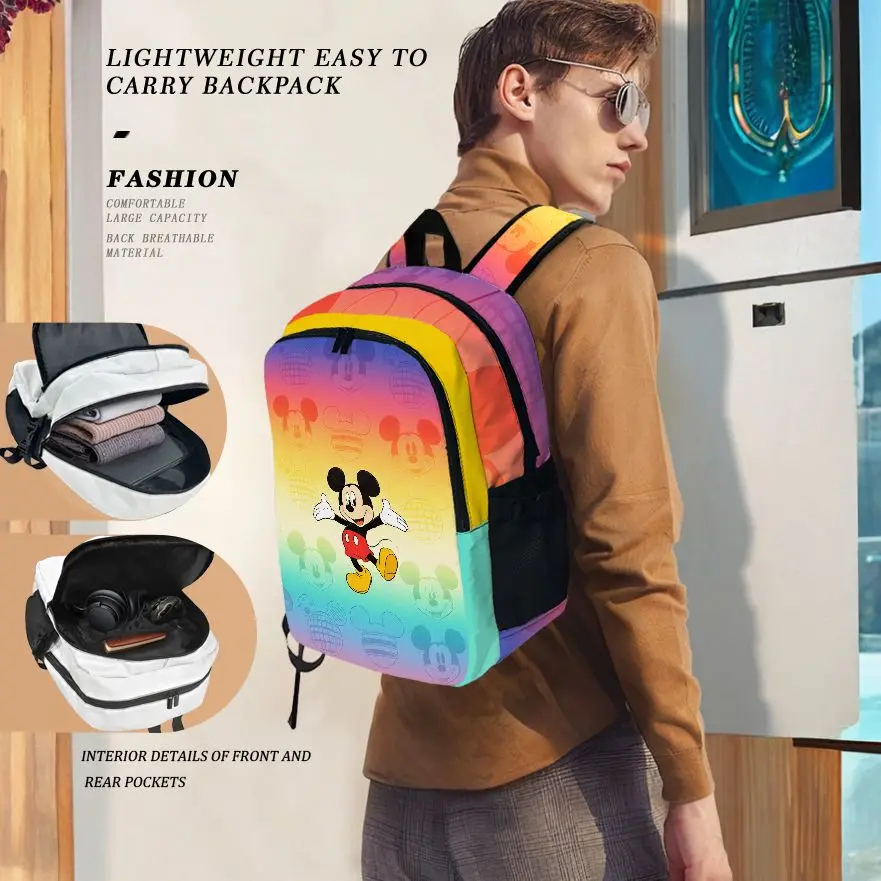 Disney Mickey Computer Backpack, Fashionable and Simple, Unisex, Large Capacity, High-Quality Daily Use Gift