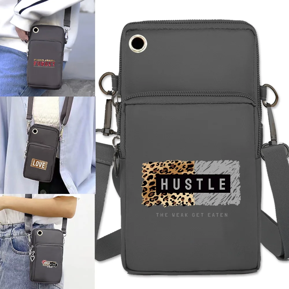 Mobile Phone Bags Universal Waterproof Apple/Huawei/Samsung Cell Phone Packet Leopard Print Shoulder Bag Sports Accessories Pack