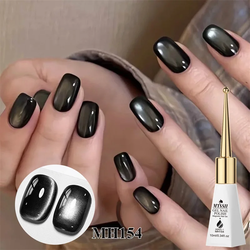 

10 мл черный гель-лак для ногтей «кошачий глаз», магнитный лак с эффектом стеклянных бусин, полуперманентный клей для ногтей, замачиваемый УФ-светодиодный гель-лак