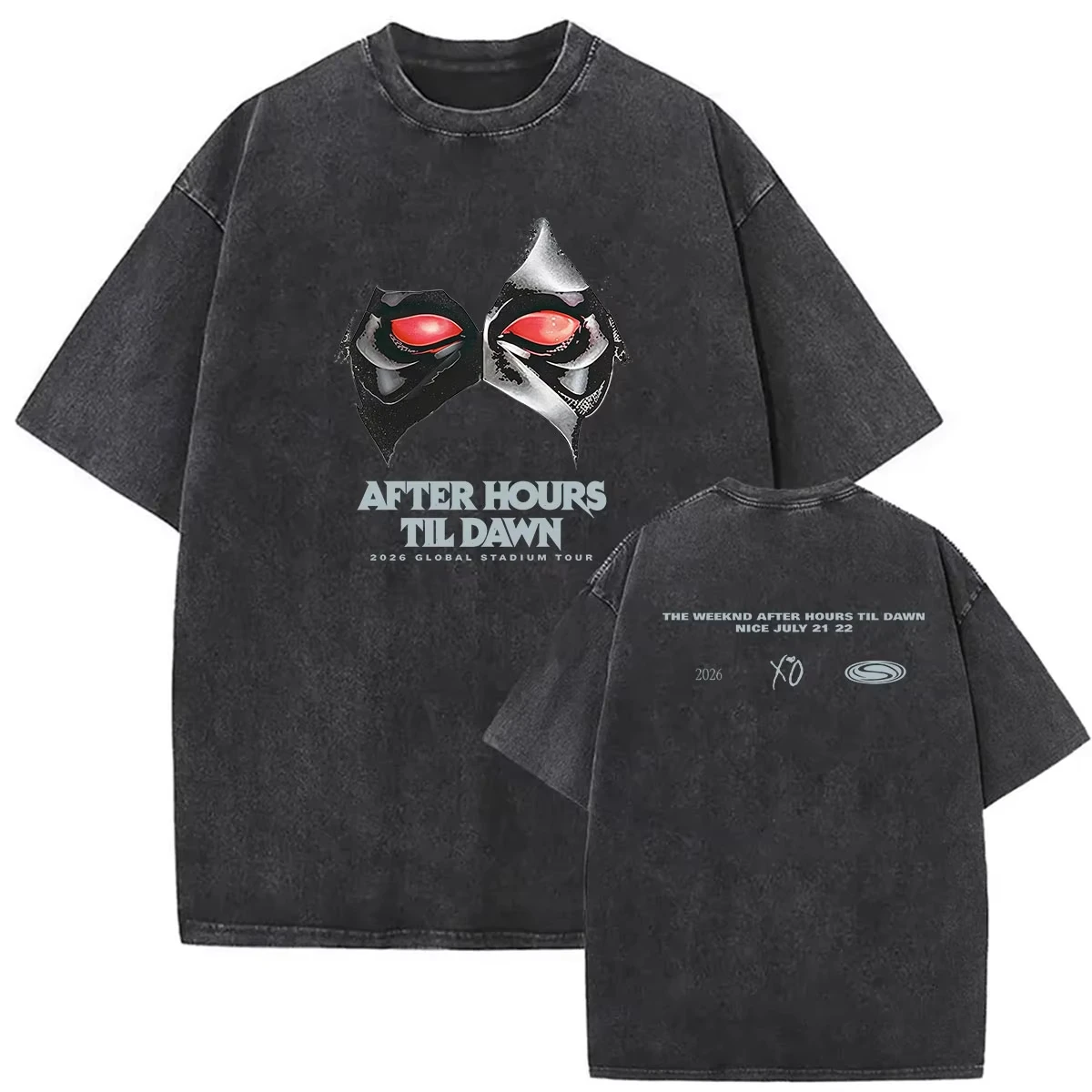 Vintage Washed The Weeknd After Hours Til Dawn Stadium European Tour 2026 T-Shirts Men's Hip Hop Short Sleeve Clothing Fashion