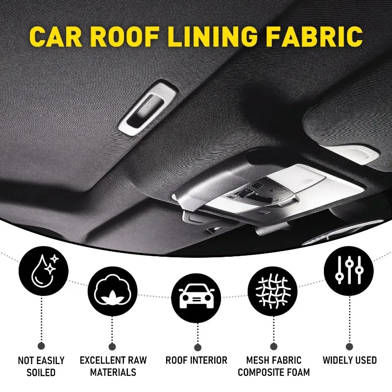 Mesh Car Headliner Foam Backing Material Car Ceiling Fabric Repair Upholstery Flat Knit Auto Roof Interior Replacement Material