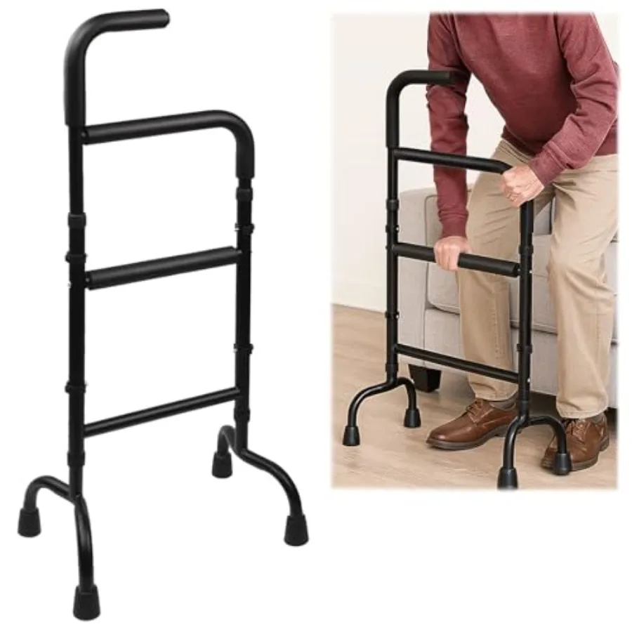 

Adjustable Stand Assist for Elderly - 2-in-1 Standing Rail and Walking Cane with Anti-Slip Handle 300lb Capacity - Ideal for Da