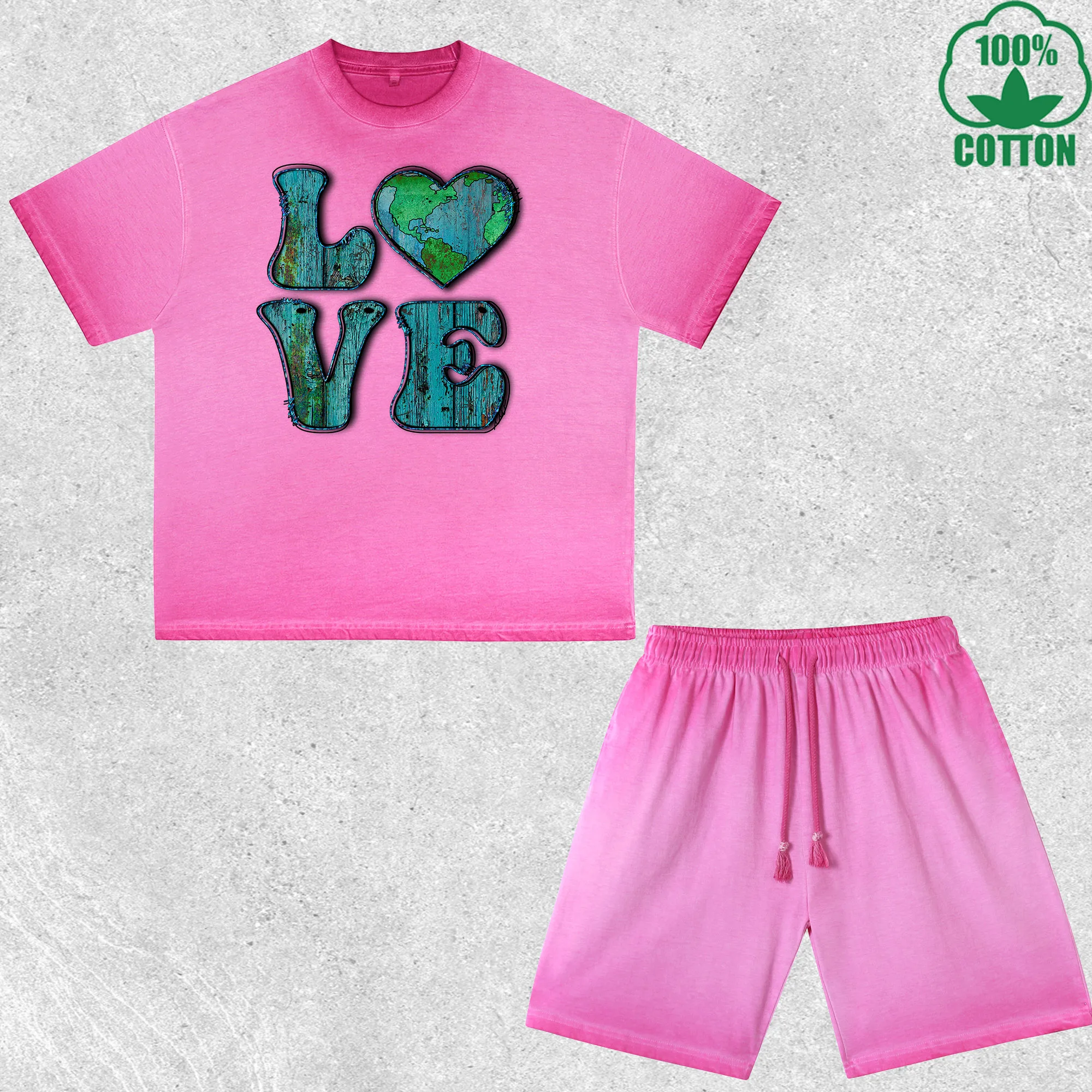 

Love Your Mother Printed Dirty Wash T-Shirt Shorts Set Multicolor Combo Loose Trendy Fashionable 100%Cotton Short Value Pack