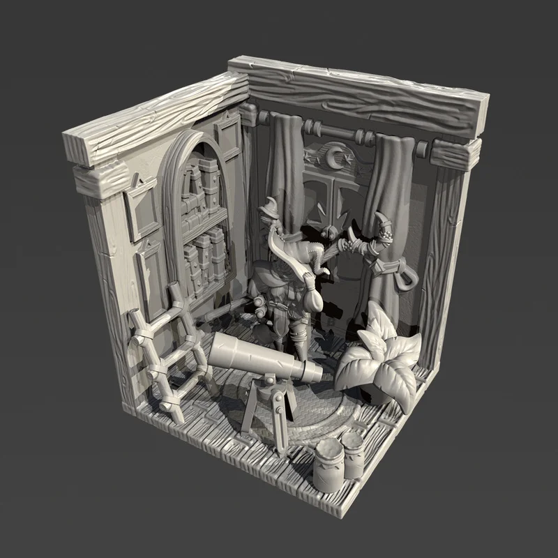 Maison magique mystérieuse en résine, 60mm 80mm, figurine Gk, Micro Miniature, modèle blanc imprimé en 3d, jouet, Kit non assemblé et non peint