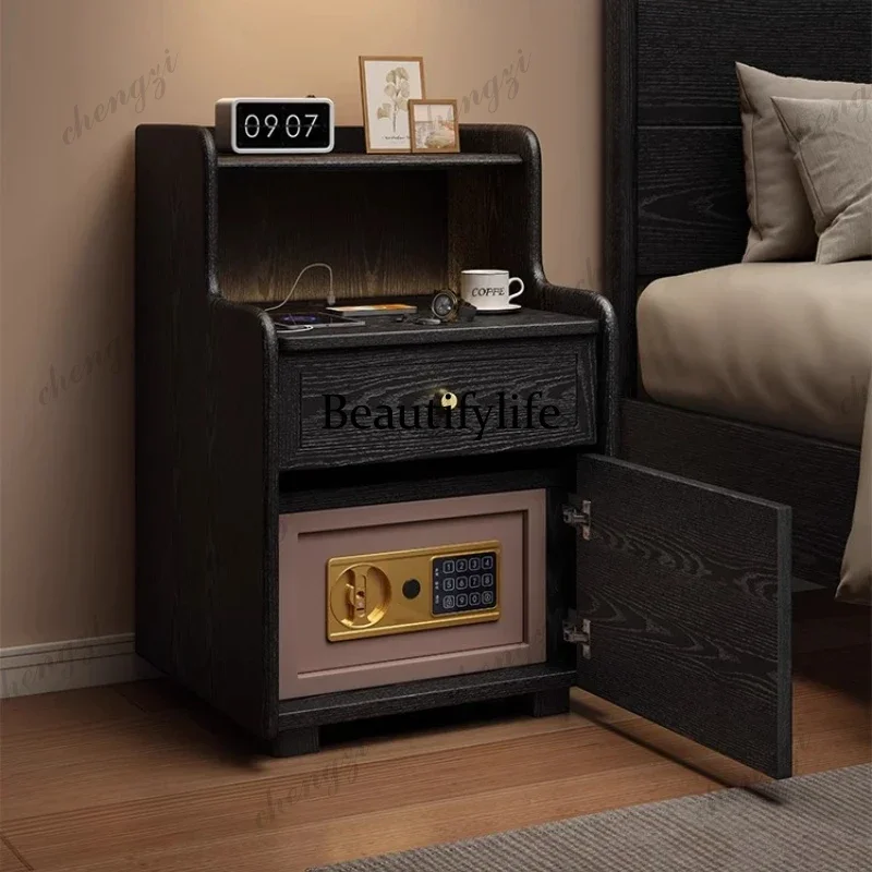 A68 Safe cabinet bedside table with fingerprint password bedroom Storage nightstands Nordic modern mesa de noche furniture