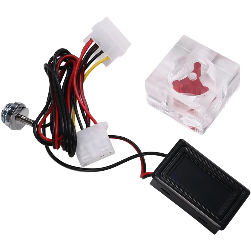 Three Way Flow Meter LED Thermometer For Water Cooling Liquid Cooler Computer Radiator Supplies Temperature Meter