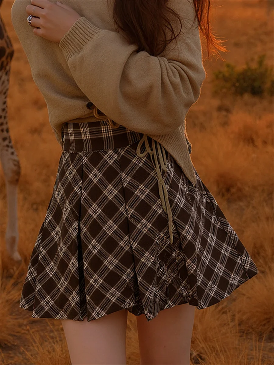 

Plaid Brown Skirts Womens Mesh Layered Patchwork Elegant Chic Ruffled Flowy Banquet Prom Fashionable Party Summer Skrit