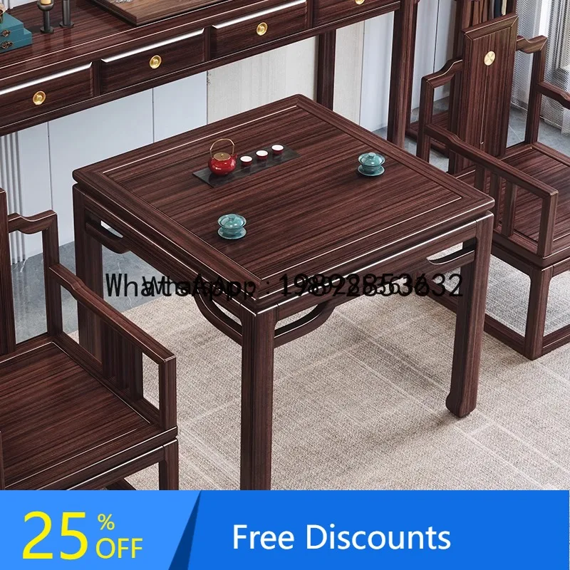 

New Chinese Style Solid Wood Altar Six-Piece Set Chair Black Walnut Wood Offering Table Combination Eight Immortals